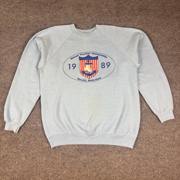Vintage Sweatshirt Size Large Blue Warwick Rhode Island Ice Skating - Picture 1 of 8